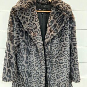 All Saints Leopard Faux Fur Coat